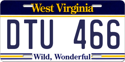 WV license plate DTU466