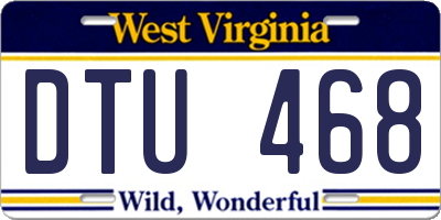 WV license plate DTU468
