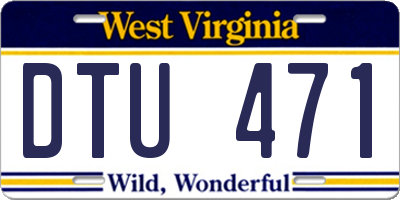 WV license plate DTU471