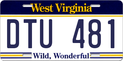 WV license plate DTU481