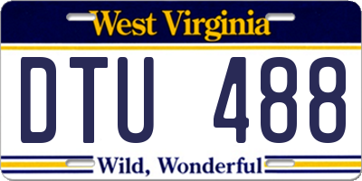 WV license plate DTU488