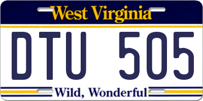 WV license plate DTU505