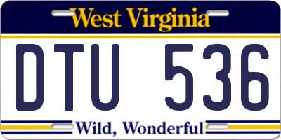 WV license plate DTU536