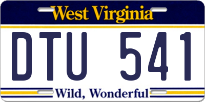 WV license plate DTU541