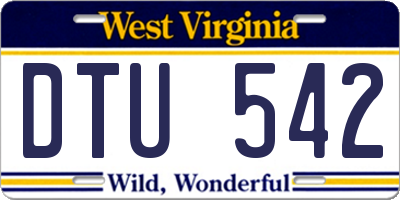 WV license plate DTU542