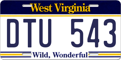 WV license plate DTU543