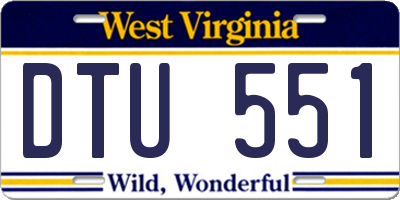 WV license plate DTU551