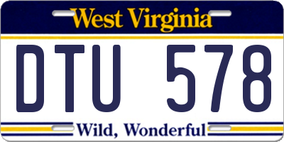 WV license plate DTU578