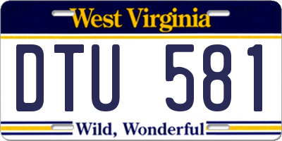 WV license plate DTU581