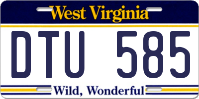 WV license plate DTU585
