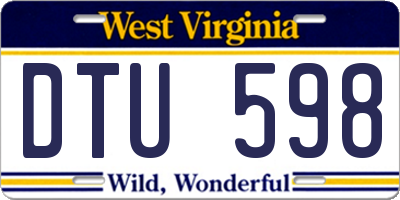 WV license plate DTU598
