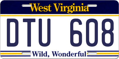 WV license plate DTU608