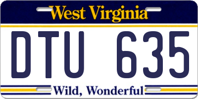 WV license plate DTU635