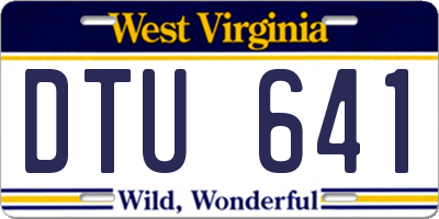 WV license plate DTU641