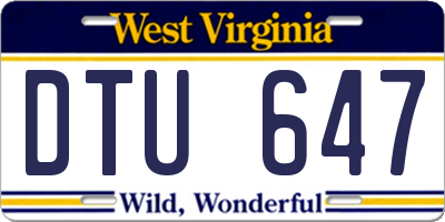 WV license plate DTU647