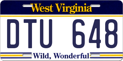 WV license plate DTU648