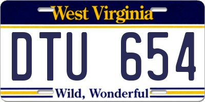 WV license plate DTU654