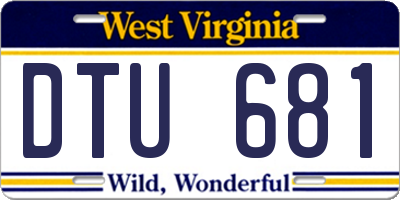 WV license plate DTU681