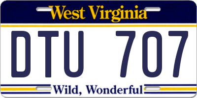 WV license plate DTU707