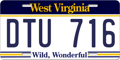 WV license plate DTU716