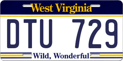 WV license plate DTU729