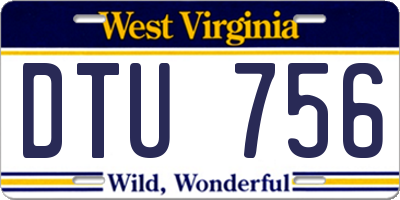 WV license plate DTU756