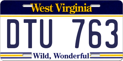 WV license plate DTU763