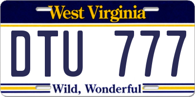 WV license plate DTU777
