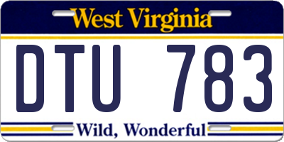 WV license plate DTU783