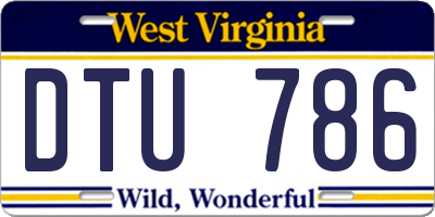 WV license plate DTU786