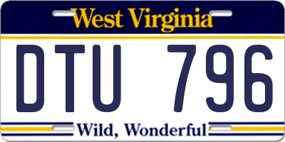 WV license plate DTU796