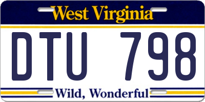 WV license plate DTU798