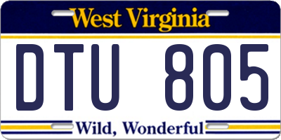 WV license plate DTU805