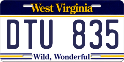 WV license plate DTU835