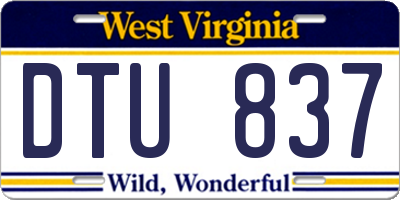 WV license plate DTU837