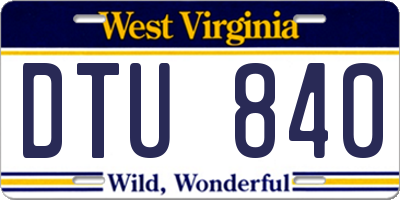WV license plate DTU840