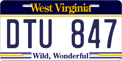 WV license plate DTU847