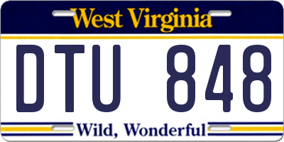 WV license plate DTU848