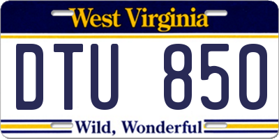 WV license plate DTU850