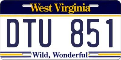 WV license plate DTU851