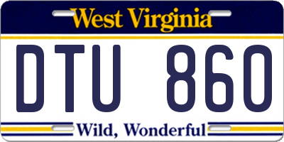 WV license plate DTU860