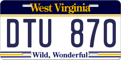 WV license plate DTU870