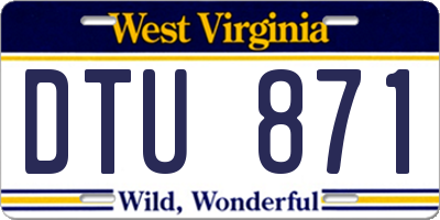 WV license plate DTU871