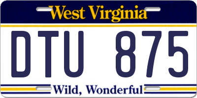 WV license plate DTU875