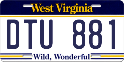 WV license plate DTU881