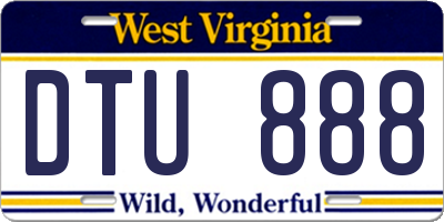 WV license plate DTU888