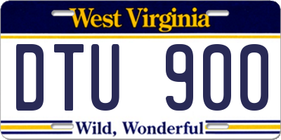 WV license plate DTU900