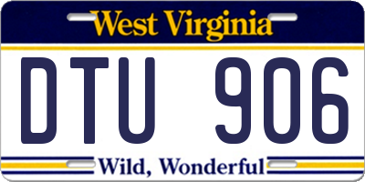 WV license plate DTU906