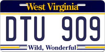 WV license plate DTU909