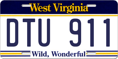 WV license plate DTU911